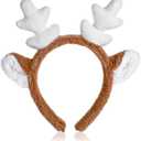 WLLHYF Reindeer Antlers Headband, Animal Ears Antler Headband Cute Deer Ear Hairband for Halloween Christmas Festival (White)
