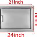 Outdoor Kitchen Door 24" W x 17" H Stainless Steel BBQ Single Access Door Flush Mount Vertical Wall Doors with Handle Suitable for Grilling Station Outside Cabinet Outdoor Kitchen