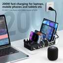 Desktop Charging Station, 200W 10-Port USB C Fast Charger for Multiple Devices - Compact Organizer