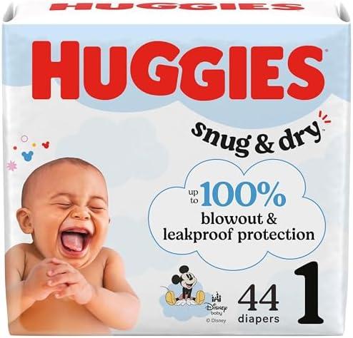 Huggies Size 1 Diapers, Snug & Dry Newborn Diapers, Size 1 (8-14 lbs), 44 Count
