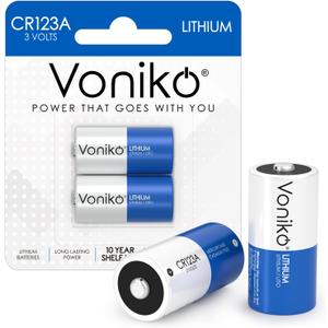 4 x Voniko CR123A Lithium Batteries (2-Pack) – Photo Non-Rechargeable Lithium Battery –3 Volt 123 Battery Lithium 10 Years Shelf Life