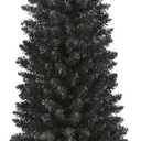 658 Tips Artificial Pencil Christmas Tree Halloween Tree, 6ft Pure Black Xmas Hallowmas Pine Trees with Metal Stand Perfect for Christmas/Halloween/Easter/Parties/Holiday Indoor Outdoor Decoration