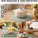 FunWheat Round Braided Placemats Set of 6 Place Mats for Dining Tables Woven Washable Non-Slip Table mats 15 inch(Fog Green, 6pcs)