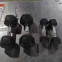 CAP Barbell Rubber Coated Hex Dumbbell Set with Storage Rack | 100210 lb Options, Space-Saving Vertical Compact Storage for Home Gym Strength Training