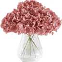 Hydrangea Silk Flower Heads 10 Dusty Rose Artificial Hydrangea Silk Flowers Head for Wedding Centerpieces Bouquets DIY Floral Decor Home Decoration with Long Stems (Large)