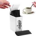 1000pcs Plastic Coffee Stirrers and Plastic Holder Set, 5.1in Coffee Straws, Coffee Stir Sticks Container with Lid and Sticker, Disposable Swizzle Sticks for Mixing Coffee Milk Cocktail Drinks and Tea