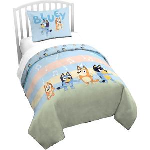 Jay Franco Duvet Cover Set  2 Piece Comforter Cover and Sham Set, Super Soft Cozy Kids Bedding (Insert Not Included) Multi - Bluey, Twin