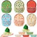 Vesici 300 Pcs 3.5 Inches Winter Snowman Jumbo Cupcake Liners Large Cupcake Liners Baking Paper Cups Muffin Cupcakes Wrappers 6 Styles Baking Paper Cup Supplies for Cake Balls