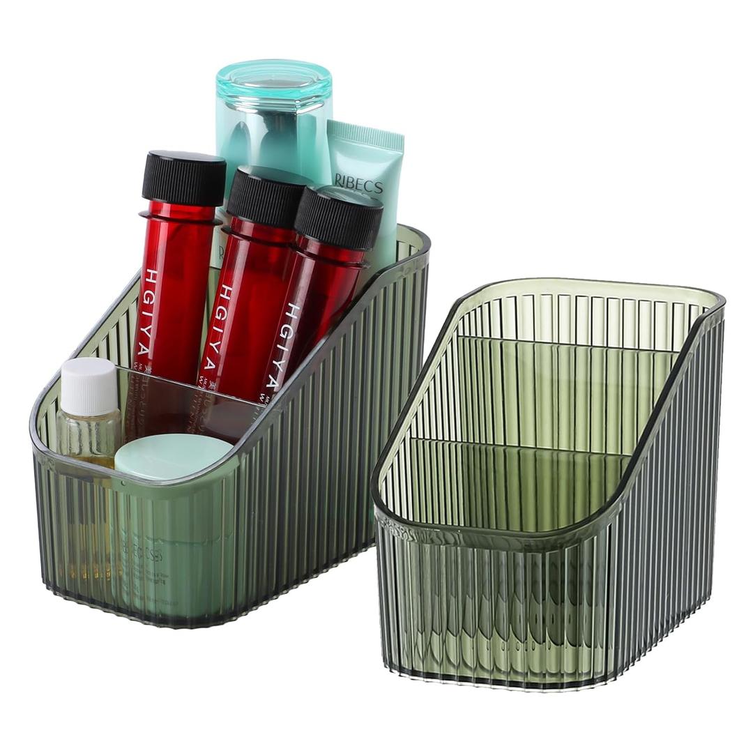 Grean Makeup Brush Holder Organizer for Vanity, Bathroom Countertop Organizer 6 Cups, Toiletry Organizer, Storage & Display for Skincare, Perfume, Hairbrush, Sunglasses & Desk Accessories (4-Green)