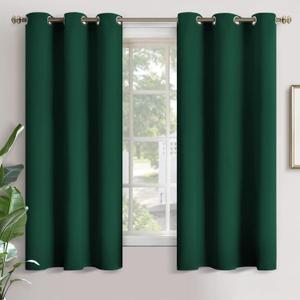 YoungsTex Blackout Curtains for Bedroom - Thermal Insulated with Grommet Top Room Darkening Noise Reducing Curtains for Living Room, 2 Panels, 42 x 63 Inch, Emerald