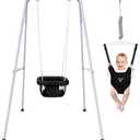 2 in 1 Baby Jumper with Swing - Indoor and Outdoor Use, Baby Jumpers and Bouncers, Toddler Swing with Foldable StandBlack