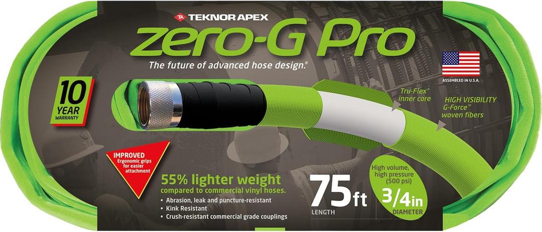 zero-G 4300-75, zeroG, Pro Garden Hose, 3/4" x 75', Green
