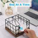 Napkin Holder Flat for Table, Modern Farmhouse Metal Napkin Holder with Weighted Arm, Cocktail Kitchen Bathroom Napkin Dispenser Black