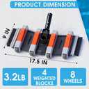 Professional TidyMister Heavy Duty Pool Vacuum Head with Swivel Handle -Extra-Wide 3.2LB Weighted Side Brush & Wheels for Vinyl Liner-Deep Cleaning for Inground & Above Ground Swimming Pool - Orange