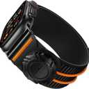 Bandletic Compatible with Apple Watch Ultra Band Men, Wide Soft Stretchy Strap with Fidlock Magnetic Winch Buckle for iWatch 49mm(Ultra 3/2/1),46mm(11/10),45mm(9/8/7),44mm(SE3/SE2/SE/6/5/4),42mm(3/2/1) (Black)