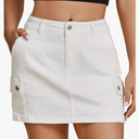 luvamia Jean Skirts for Women Denim Trendy High Waisted Mini Cargo Pockets Stretchy Short Skirt Country Concert Outfits SizeM