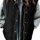 EVALESS Cropped Puffer Vest Women Lightweight Quilted Stand Collar Sleeveless Jackets Fall Winter 2025 Button Zip Up Coat (Medium, Black)
