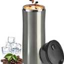 17 oz / 500 ml Travel Coffee Mug, One-Handed Pink Insulated Coffee Tumbler with Lid, Leak Proof Stainless Steel Coffee Cup, Reusable Water Bottle for Office, Car, Travel, Hot Coffee and Cold Drinks