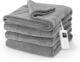 Sunbeam Electric Heated Bed Blanket Grey Soft Microplush 12 Heat Settings Queen 90 x 84