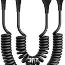 USB Type C Coiled Cable Fast Charging (3FT/5FT), 2Pack Android Auto Charging Cord for Car, Short USB A to USB C Charge Cable Compatible with iPhone 17/16/15/Pro Max/Samsung Galaxy S20 Note 10 and More (Silver)