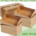 Chinco 300 Pieces Paperboard Kraft Food Trays 4 Corner Pop up Food Tray Disposable Foldable Cardboard Movie Night Snack Party Container Box for Holding Drink at Stadiums or Theaters (Brown), Small