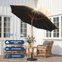 Patio Kingdom 9ft Outdoor Patio Umbrella, Market Table Umbrella with Crank and Easy Push Button Tilt, Wood Grain Frame, UPF 50+ for Pool, Garden, Deck, Backyard, Black