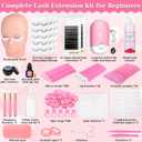 Lash Kit for Eyelash Extensions, 327 PCS Lash Extension Supplies with Lash Mannequin Head, Eyelash Extension Cleanser, Eyelash, Glue, Remover, Lash Extension Kits for Beginner Practice at Home