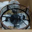 LEDIARY 20" Caged Ceiling Fan with Light and Remote, Low Profile Flush Mount Fandelier, Walnut Bladeless Enclosed Small Fan Lights Ceiling Fixtures, Rustic Farmhouse Style for Bedroom, Outdoor