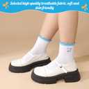 Jspupifip Embroidery Non Slip Cotton Yoga Pilates Socks for Women (White)