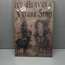 WODMIS Christmas Wall Decor, Christmas Signs Religious Framed Canvas Wall Art, Woodland Santa, vintage christmas, Farmhouse Christmas Decor For Home Kitchen, Let Heaven And Nature Sing Wall Decor, 11x14