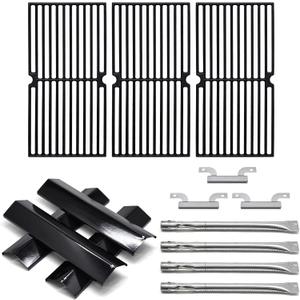 Grill Parts for Brinkmann 810-8411-5 810-1415-W 810-2415-W, Grill Grate & Heat Plate & Burner and Grill Carry Over Tube Replacement for Brinkmann 810-8411-5 Grill