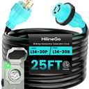 30 Amp Generator Cord 25FT and Pre-Drilled Power Inlet Box, Heavy Duty NEMA L14-30P/L14-30R Extension Cord, 125/250V 7500W Twist Lock Connector with Inlet Box for Generator to House, ETL Listed