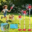 Bubble Machine for Kids Toddlers - 2026 Rechargeable Automatic Bubble Machine with Lights & Music, Bubble Blower with Adjustable Stand up to 47 Inch for Backyard Games, Outdoor Play (Red)