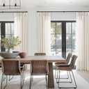 Pinch Pleated Linen Curtains 108 Inches Long for Living Room with Hooks Rings Back Tab Pinch Pleat Drapes for Track System Cream Ivory Light Filtering Semi Sheer 108 Inch Curtains for Dining Bedroom, Natural