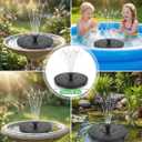 Solar Bird Bath Fountain, 2026 Upgraded Solar Fountain Pump with 7 Nozzles, 1.4W Free Standing Floating Solar Powered Water Pump Fountain for Bird Bath, Garden, Pond, Pool, Outdoor (6.3in)