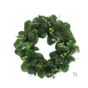 HD Designs 24 inch color printed wreath with magnolia leaves and berry grapevine