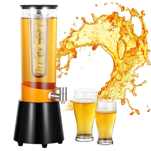 KK KMKGOKO 3-Liter Drink Dispenser Tower, 105fl oz Beverage Dispenser with Removable Ice Tube, Tabletop Drink Mimosa Dispenser (105fl oz / 3L)