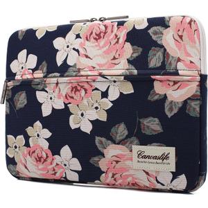 Canvaslife White Rose Laptop Sleeve 15 Inch 15 Case and 15.6 Laptop Bag