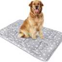 Dog Crate Mat (42" X 28"), Soft Dog Bed Mat with Cute Prints, Personalized Crate Pad, Anti-Slip Bottom, Machine Washable Kennel Pad (Grey)