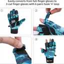 2 x RUNCL Fishing Gloves Winter Warm RAGUEL, Touchscreen Outdoor Fishing Gloves, Neoprene 3 Cut Fingers Cycling Gloves, Convertible Windproof for Men Women Ice Fishing Photography Kayaking (S/Mwomen choose a smaller size than normal wear), BlueUpgraded Version)