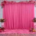 Hot Pink Backdrop Curtain 2 Panels-Wrinkle-Free Polyester Photography Drapes for Wedding Party Photo Background Decorations- 8 X10FT (Hot Pink)