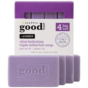 Alaffia Lavender Good Soap Value Pack 4 Count, 20 OZ (80 Ounce (Pack of 1))