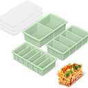 Doasuwish 3-Pack Silicone Freezer Trays with Lid, 2 Large 2-Cup(500ml)&4 Medium 1-Cup(125ml)&6 Small 1/ 2-Cup(75ml) Soup Freezer Container Molds, Ice Cube Tray For Meal Prep&Freezing Soup, Stews, Sauces