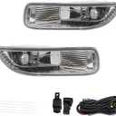 Driving Fog Lights Lamps Replacement for 2003 2004 03 04 Toyota Corolla with 9006 12V 35W Halogen Bulbs & Wiring Harness Kit (Clear Lens)