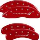 MGP Brake Caliper Covers for 2011-2025 Dodge Durango (Requires 17" Wheels or Larger) Red Powder-Coated Finish, Engraved Silver DODGE II Logo, Aluminum Front and Rear Caliper Covers (Set of 4)