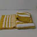 Bathroom Rugs Set 2 Piece, Extra Soft and Absorbent Fluffy Striped Chenille Bath Mat Rug Set, Non Slip Bathroom Floor Mat, Machine Washable (21" x 47" Plus 17" x 25", Yellow)