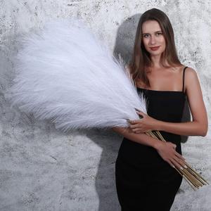 8 Pcs 45 inch Tall Faux Pampas Grass Decor, Large Artificial White Pompous Grass Bulk, Long Fake Pompas for Floor Vase Filler, Wedding, Baby Shower, Home and Boho Decor (White)