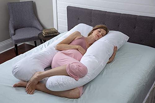AllerEase 100% Cotton Pregnancy Pillow, 61" x 34" x 7", White