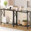 Tajsoon Console Table 28.3''L, 2 Tier Narrow Entryway Table with Open Shelves, Small Sofa Table for Living Room, Entrace, Hallway, Foyer, Corridor, Office, Rustic Brown