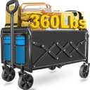 Wagons Carts Foldable, Collapsible Wagon with Wheels  Foldable Wagon for Groceries,Picnic,Beach,Camping, Small Hauls, Apartment Moving Storage, Portable Utility Folding Wagon Cart, 360lbs, Black